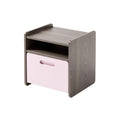Modern Wooden Nightstand with Pink Drawer and Open Shelf
