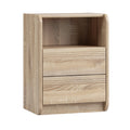 Modern Wooden Nightstand with Two Drawers and Open Shelf